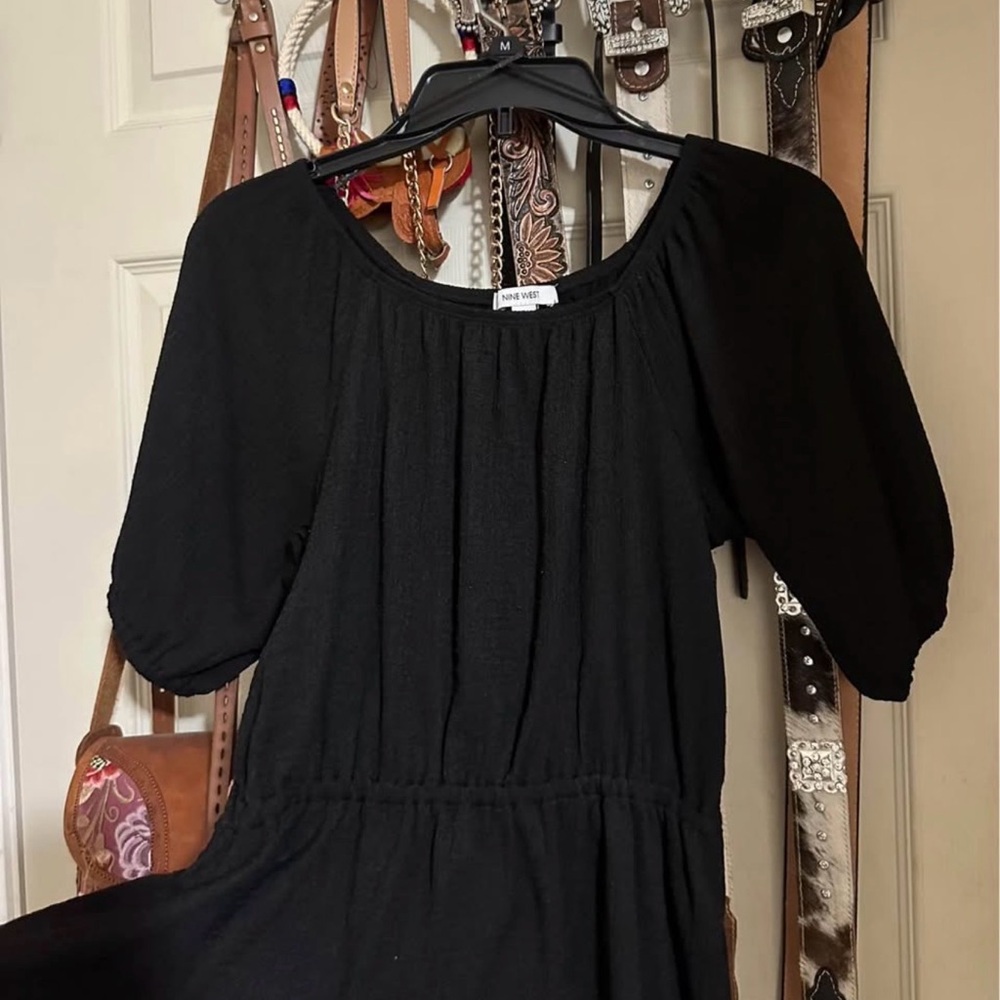 Nine West Black Peasant-Style Blouse